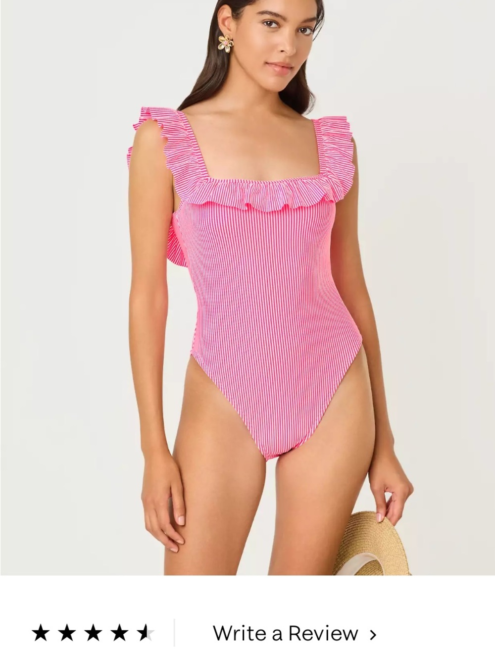 Lilly Pulitzer Pink Aemma Ruffle-Trim Square-Neck One-Piece